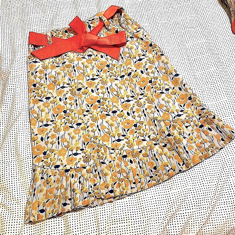 MARC JACOBS Silk Floral Print Pleated Skirt, Blue Yellow Orange, US 2